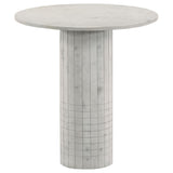 Astoria end table white marble top side view