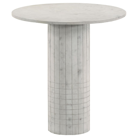 Astoria end table white marble top side view