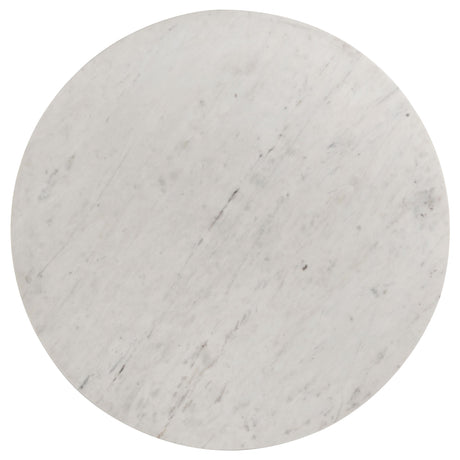 End table with white marble surface and base texture
