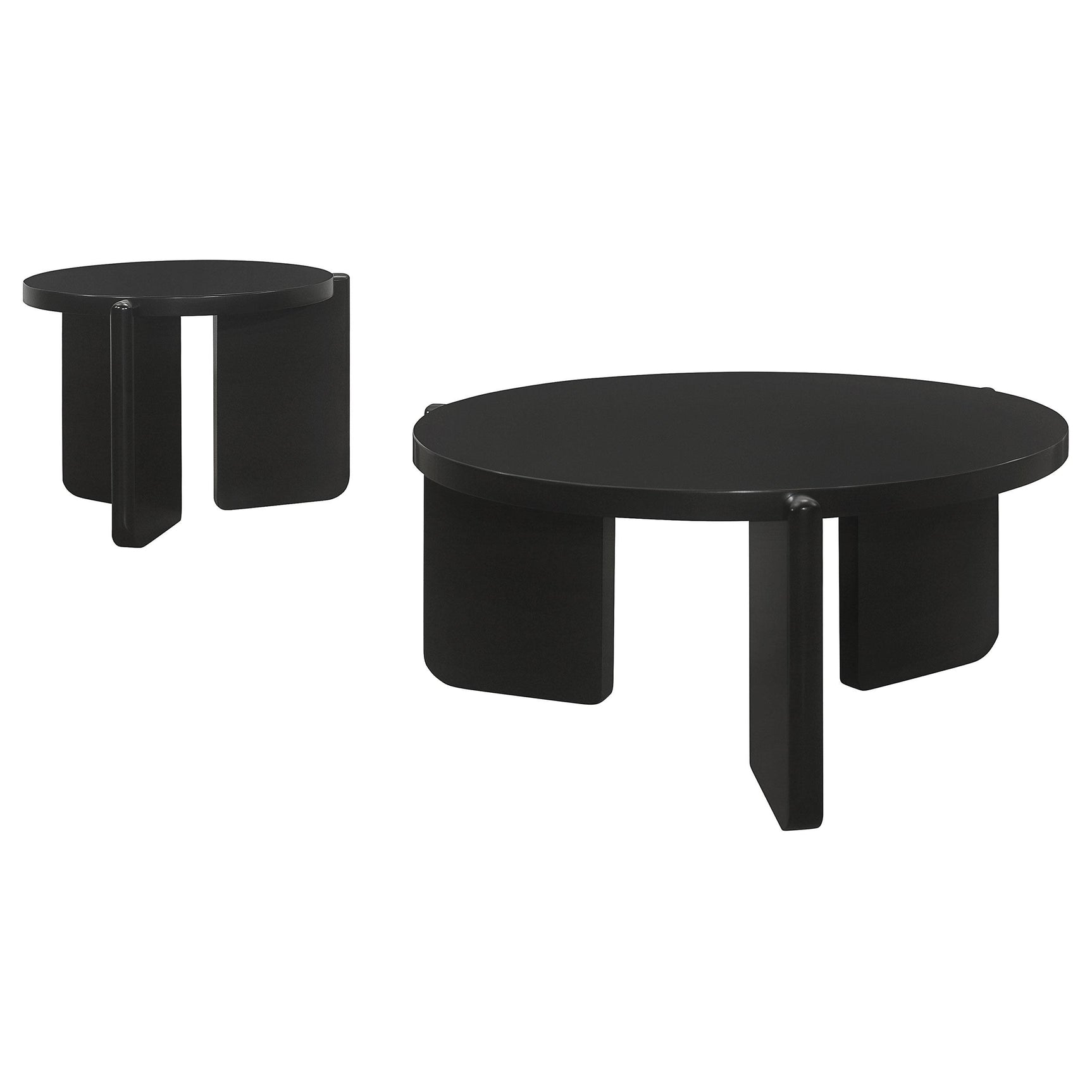 Cordova solid wood coffee table with round top black finish