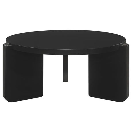 Modern black coffee and end table set in living room setting
