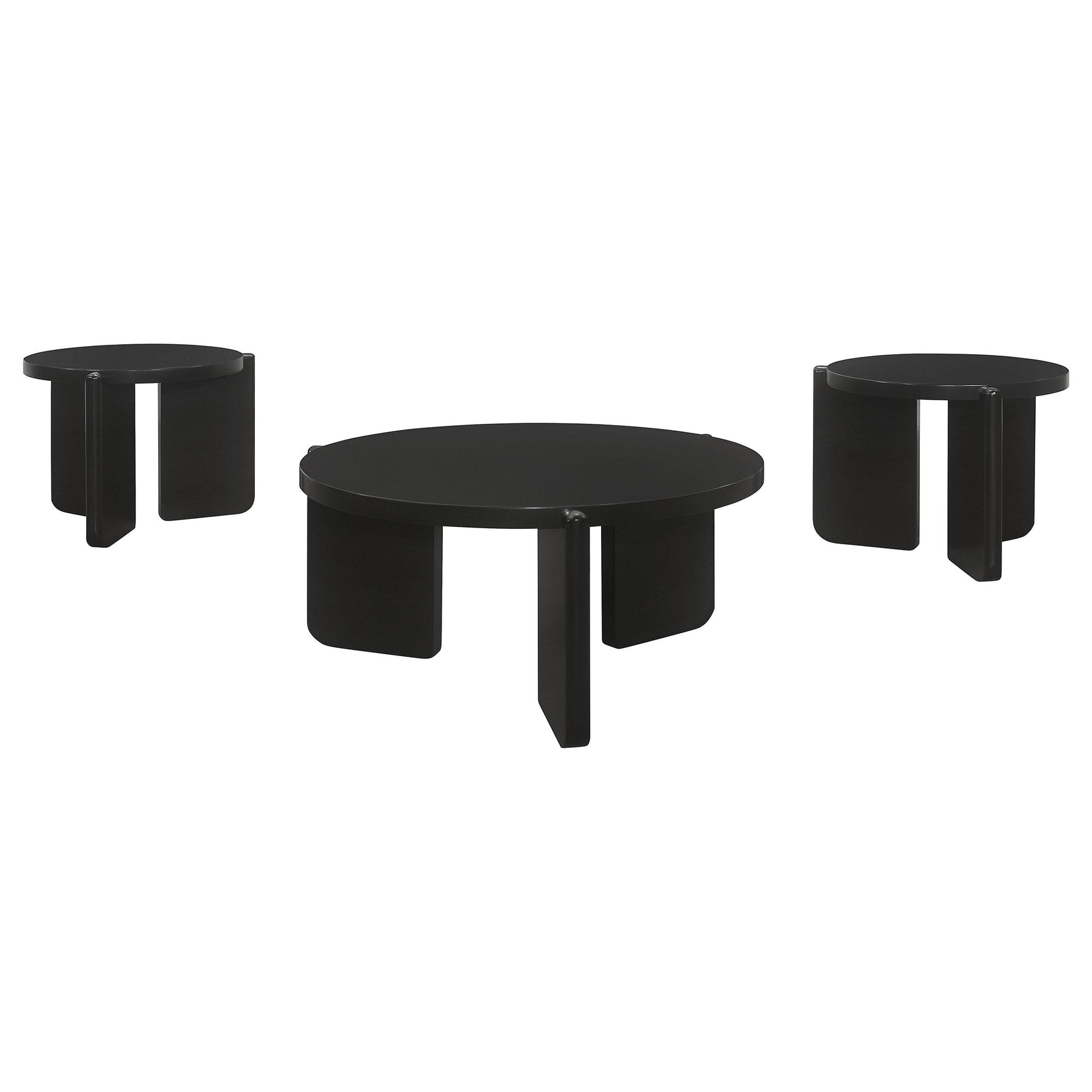 Cordova black solid wood end table with round top