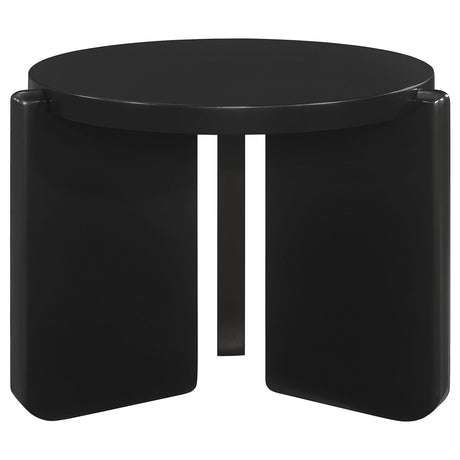 Cordova black coffee table close-up of top surface