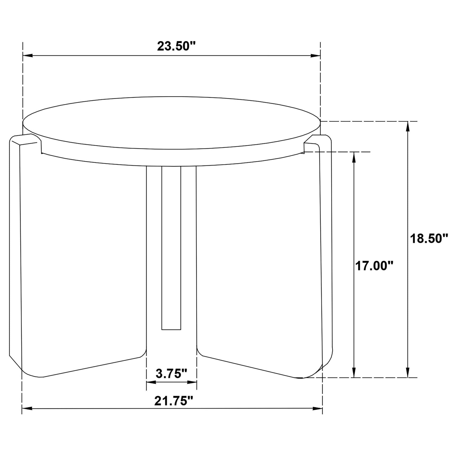 Cordova black end table side view