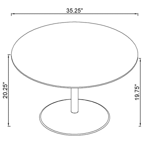 Metal tulip base detail of the tables