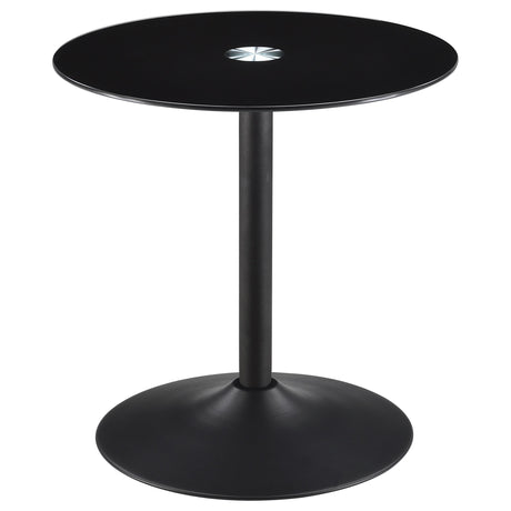 Ganso 3-piece round glass top coffee and end table set angled view