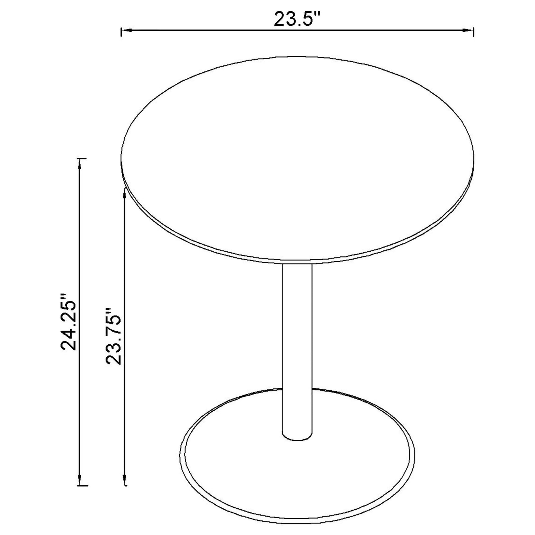 Side view of black metal tulip base