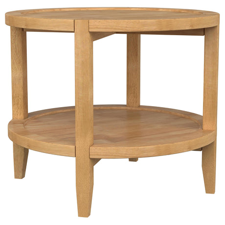 Camillo round end table maple finish front view