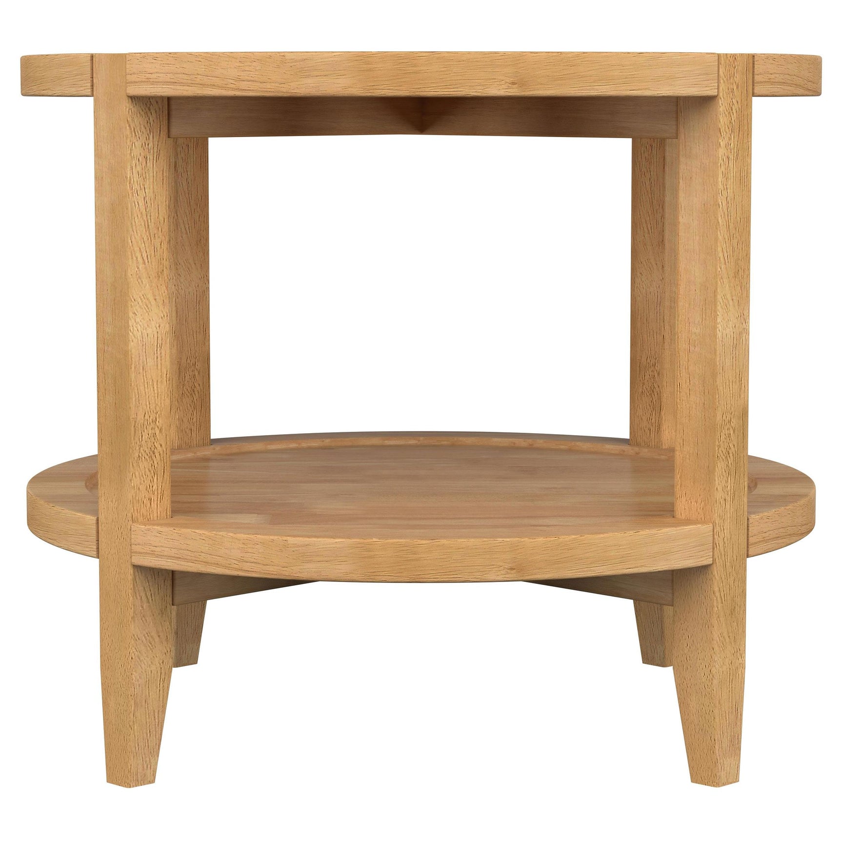 Camillo round end table full lower shelf detail