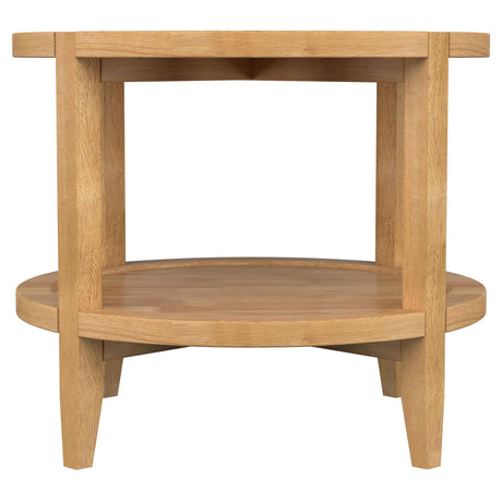 Side angle of Camillo coffee table with storage shelf