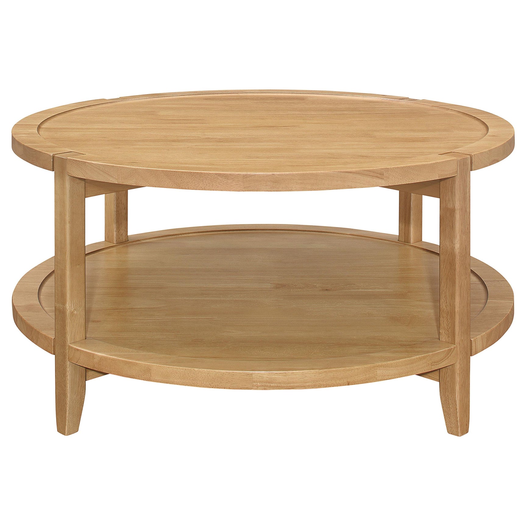Close-up of solid rubberwood grain and finish on Camillo table