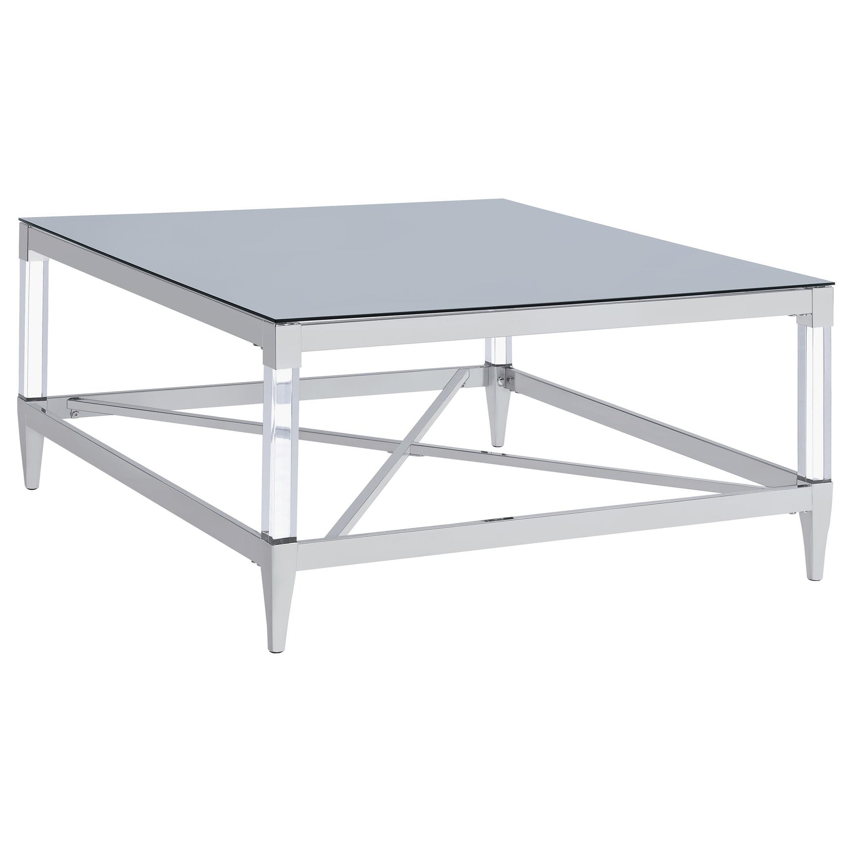Lindley 3-piece square coffee and end table set in chrome finish