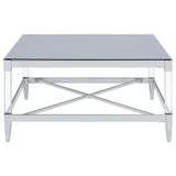 Lindley 3-piece square coffee and end table set in chrome finish