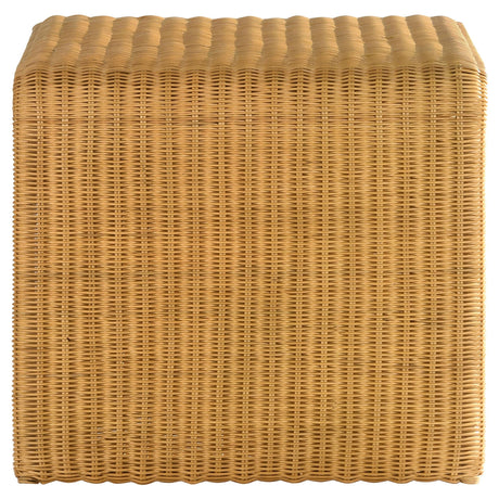 Close up of woven rattan texture on table