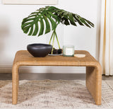 Juanita Square Rattan End Table Natural angled view highlighting metal frame and tabletop