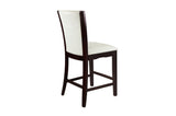 Detail close-up of white faux leather chair upholstery