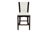 Main view of table paired with white faux leather chairs