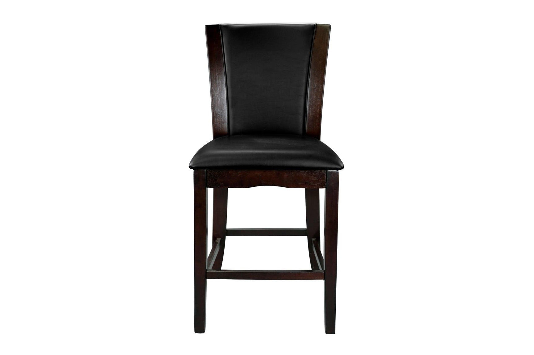 Side angle of Daisy Espresso dining chair with faux leather seat