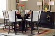 Daisy espresso hardwood round dining table with glass top and 4 dark brown faux leather chairs