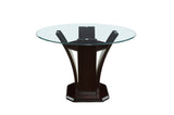 Detail view of Daisy Round Dark Cherry Counter Height Dining Set upholstery and wood finish