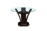 Detail view of table's dark cherry espresso finish