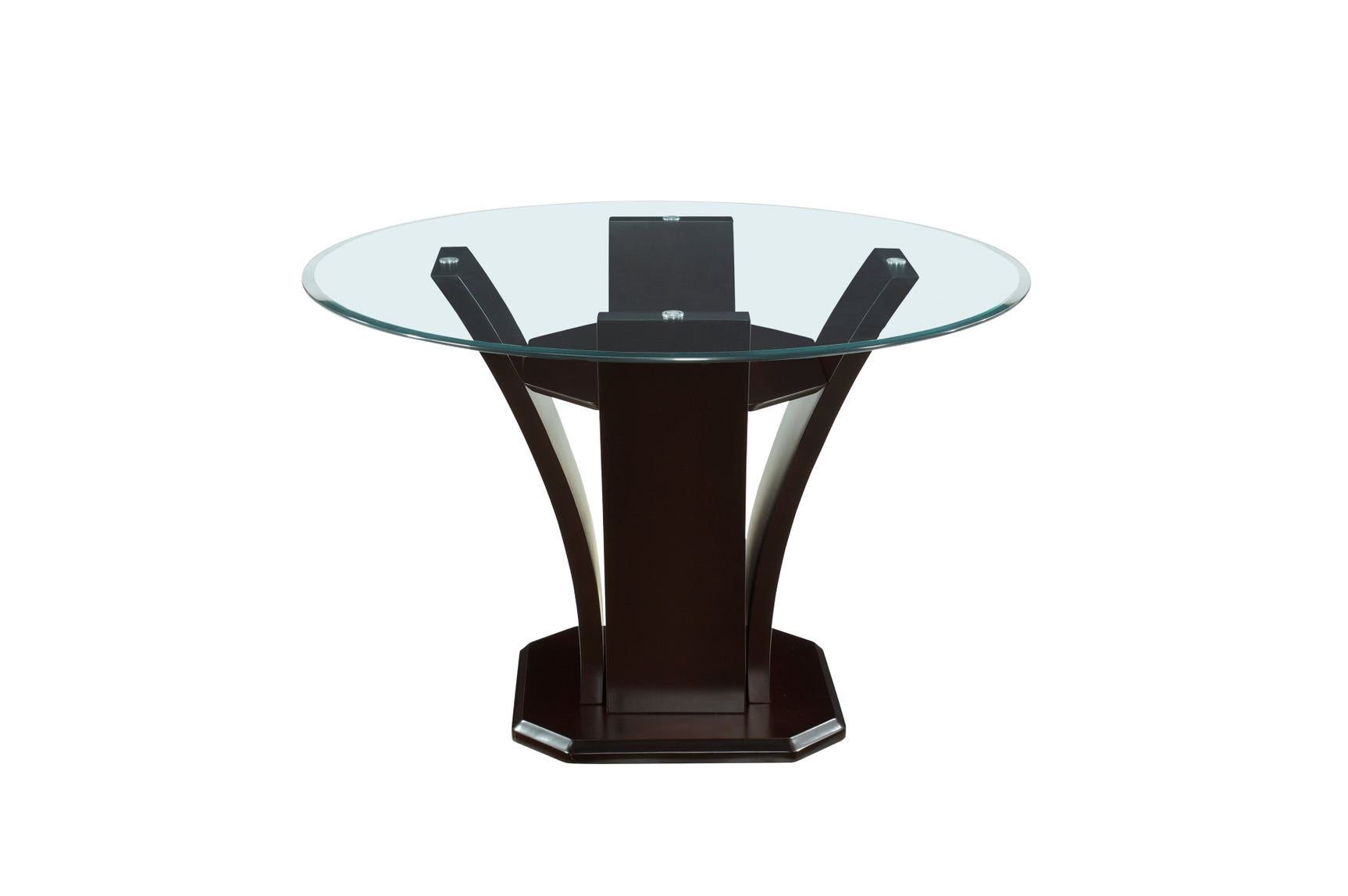 Detail view of table's dark cherry espresso finish
