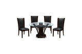 Front view of Daisy Round Dining Table with placed chairs