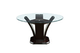 Detail of espresso finish on Daisy Round Dining Table