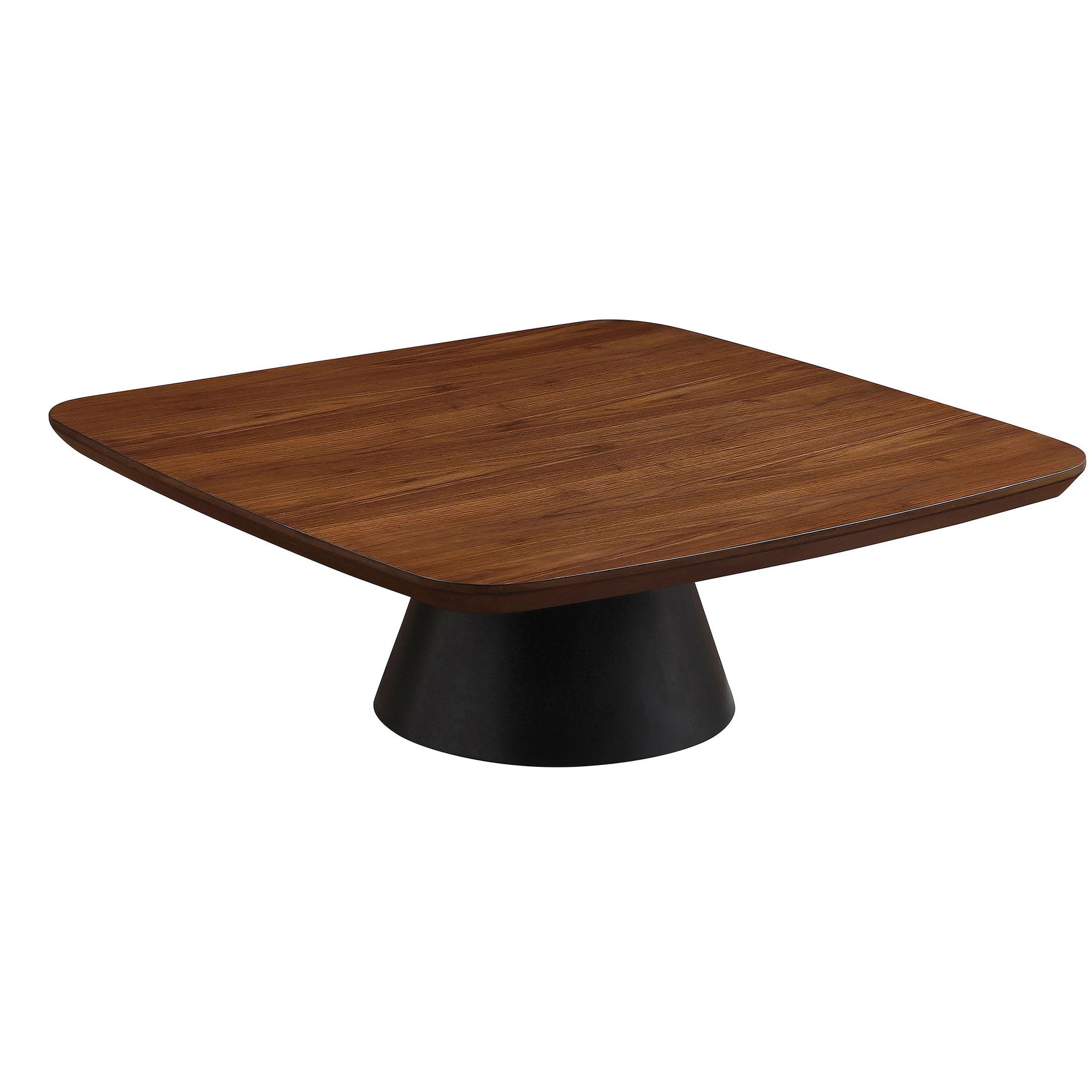 Eason coffee table side view walnut top black metal frame