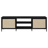 Top view of Amherst TV stand showing shelf space and door detail