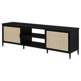 Back view of Amherst TV stand showing cable management openings