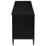 Open door on Amherst TV stand showing interior storage space
