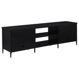 Amherst TV stand corner highlighting metal frame and finish