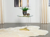 Side angle of Janessa Round Glass Top End Table