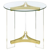 Top view showing glass surface of Janessa Round End Table