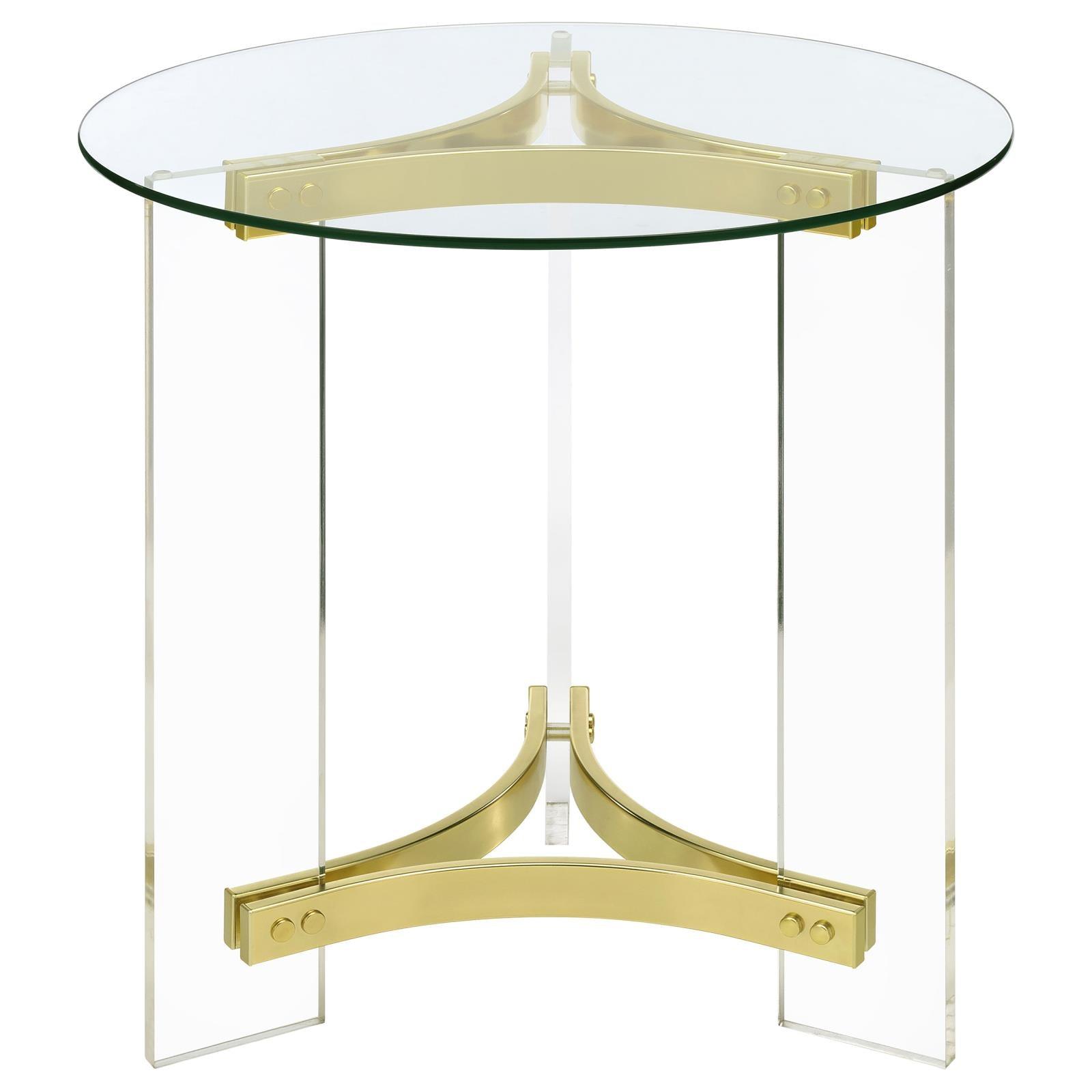 Top view showing glass surface of Janessa Round End Table