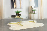 Front view of Janessa Round End Table with glass top and acrylic legs