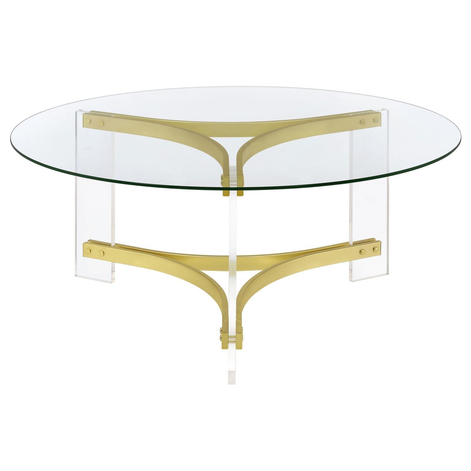 Glass top and acrylic legs design detail of Janessa table