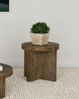 Kinkaid end table side angle showing thick wooden slab top
