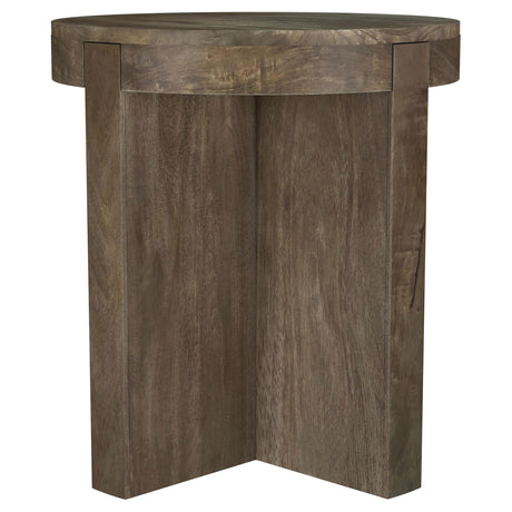 End table with solid wood round top and sturdy base