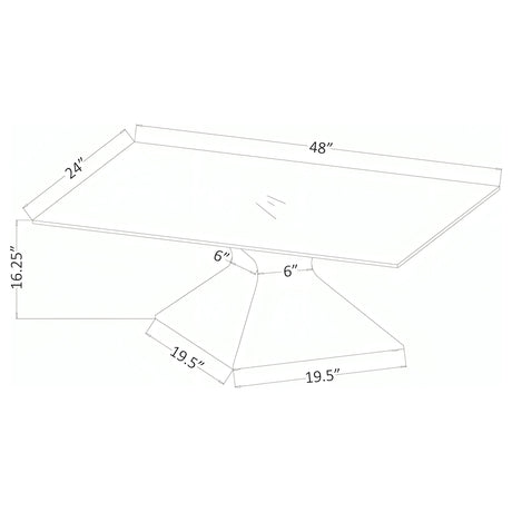 Top view of rectangular glass coffee table