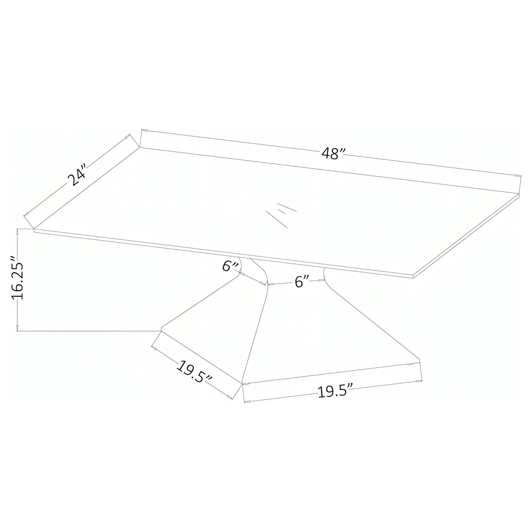 Jenny coffee table showing rectangular glass top and base