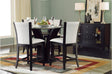 Daisy Espresso Counter Height Dining Set main view with glass top table and faux leather chairs