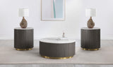 Jason Coffee Table close-up with marble top and gold base
