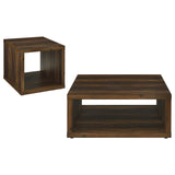 Frisco coffee table close up showing open sides and lower shelf