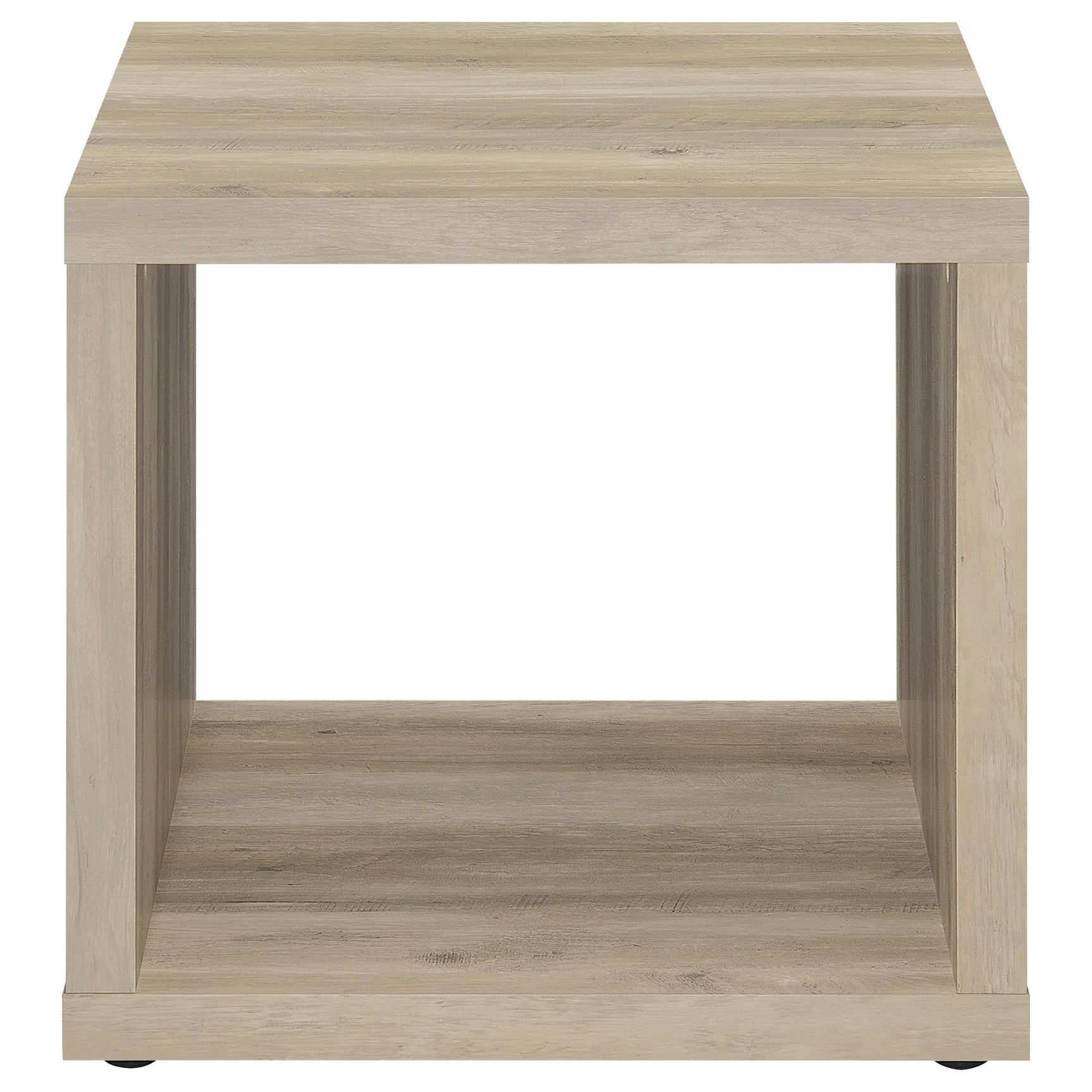 Close-up of distressed pine finish on Frisco tables