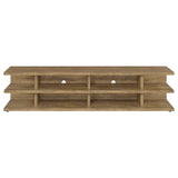 Cartmill TV stand close up of two-tier shelves