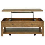 Built-in casters for easy movement on Payne lift top table