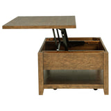 Interior storage space under lift top of Payne coffee table