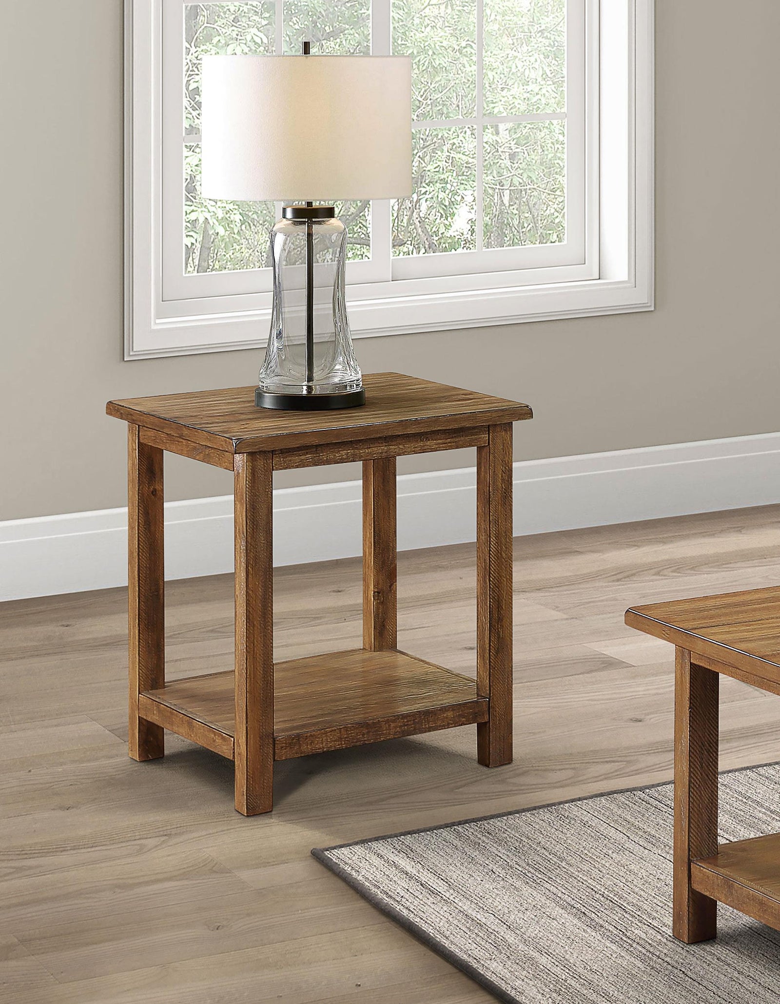 Payne Wood End Table with Shelf Distressed Brown 710546